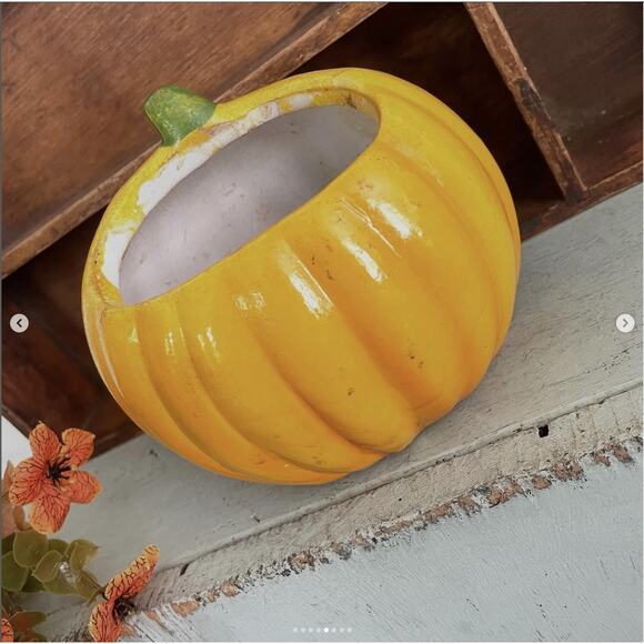 Vintage Halloween Anthropomorphic Jack Pumpkin Planter Holland Floral LIGHTER - Picture 5 of 8